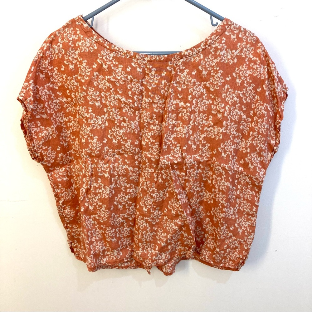 Rachel Zoe burnt orange 100% linen top size small